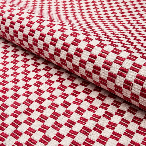 Schumacher Elkhart Fabric by the yard: Crimson Red Check