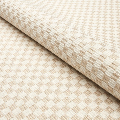 Schumacher Elkhart Fabric by the yard: Birch Beige Check - Annabel Bleu