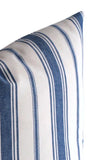 Sale: 16x24 French Country Blue and Cream Striped Pillow Cover
