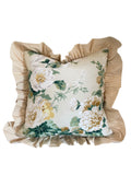 Camilla Pillow Cover in Yellow & Green / English Floral Pillow / Available in 10 Sizes / Ruffled Pillow Cover - Annabel Bleu