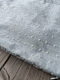 Sale: Blue Grey Chambray Swiss Dots Embroidered Pillow Cover - Annabel Bleu