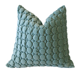 Sale: Aqua Smocked Velvet Pillow Cover 16x16