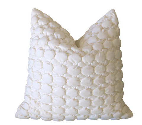 Sale: Ivory Smocked Velvet Pillow Cover 16x16