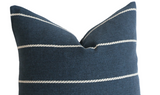 Grey Outdoor Pillow Cover / Stripe Outdoor Pillow cover / Gray or Navy Patio Pillow / Porch Pillow Cover / Outdoor 16x16 18x18 20x20 22x22 24x24