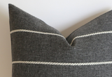 Grey Outdoor Pillow Cover / Stripe Outdoor Pillow cover / Gray or Navy Patio Pillow / Porch Pillow Cover / Outdoor 16x16 18x18 20x20 22x22 24x24