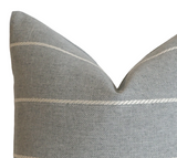 Grey Outdoor Pillow Cover / Stripe Outdoor Pillow cover / Gray or Navy Patio Pillow / Porch Pillow Cover / Outdoor 16x16 18x18 20x20 22x22 24x24