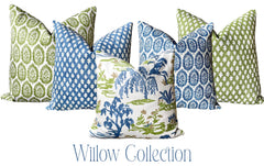 The Willow Collection: Blue, Green, & White Mix and Match Decorative Pillow Covers