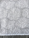 Coral Fans Neutral Beige & White Woven Outdoor Upholstery Fabric by the Yard - Annabel Bleu