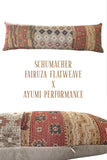 Schumacher Fairuza Flatweave and Ayumi Performance Extra Long Lumbar Pillow - Annabel Bleu
