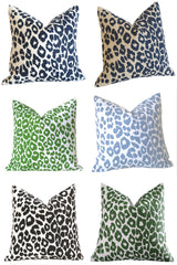 Iconic Leopard Pillow Cover / Available in 5 colors and 10 sizes / Schumacher Sky Leopard Cushion Cover / Green Navy Black Sky Leopard