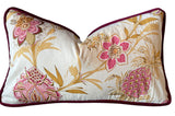 Vintage Old World Weavers Scalamandre Pillow Cover in Cream, Pink and Wine - Annabel Bleu
