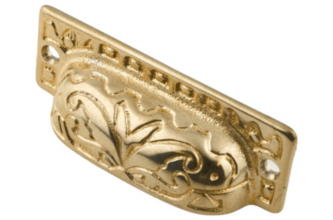 Gold Victorian Lotus 2-7/8” Cast Brass Drawer Pull - Annabel Bleu