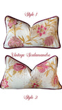 Vintage Old World Weavers Scalamandre Pillow Cover in Cream, Pink and Wine - Annabel Bleu