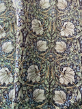 Dark Blue and Green Velvet William Morris Pimpernel Upholstery Fabric by the yard / Blue Velvet Home Fabric / High End Upholstery Velvet - Annabel Bleu