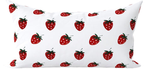 Strawberry Block Printed Linen Pillow Cover: Available in 10 Sizes - Annabel Bleu