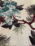 1950s Bark Cloth Botanical Drapery Panel - Annabel Bleu