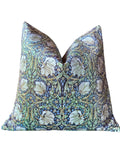 William Morris "Pimpernel" Dark Blue and Green Velvet Pillow Cover - Annabel Bleu