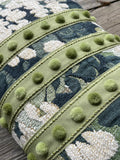 Schumacher Verdure: Buttoned up with Key Lime Pom Trim - Annabel Bleu