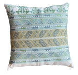 Schumacher Mini Pillow, Vogue Floral & Embroidered stripe reversible - Annabel Bleu