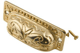 Gold Victorian Lotus 2-7/8” Cast Brass Drawer Pull - Annabel Bleu