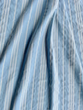 Cornflower Blue Embroidered Striped Canvas Home Decor Fabric by the Yard - Annabel Bleu