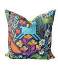 Dark Blue Schumacher Lupita Embroidery Pillow Cover - Annabel Bleu