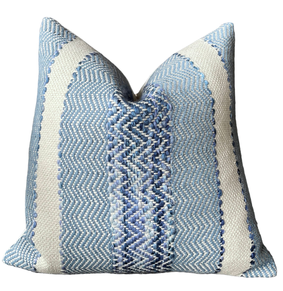 Soft Blue Celia on Cream Decorative Pillow Cover, Throw Pillow