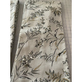Mid-Century Grey and Gold Floral Drapery Panel - Annabel Bleu