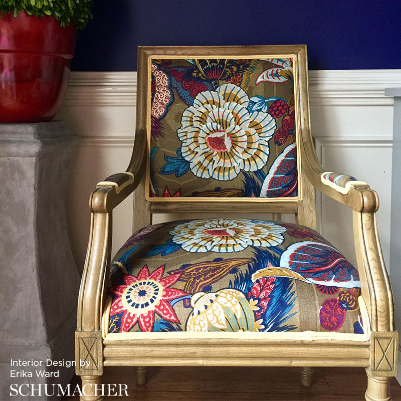 Schumacher Zanzibar Linen Fabric by the yard: Cerulean | Annabel Bleu