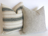 Cottonwood Falls Collection: Vintage Style Pillow Cover / Charcoal and Beige Striped Performance Pillow Cover - Annabel Bleu