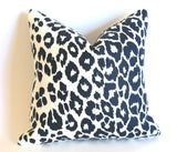 10 Sizes Available: Navy Iconic Leopard Decorative Pillow Cover, DOUBLE SIDED, Navy Iconic Leopard Schumacher Accent Pillow Cover - Annabel Bleu