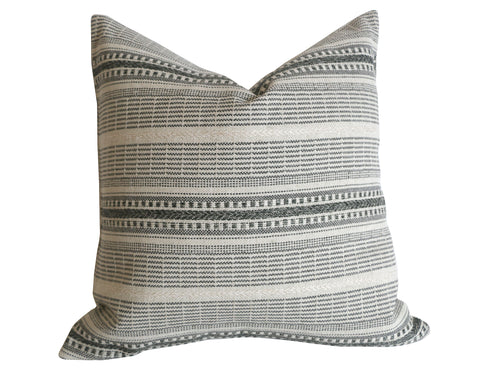 Grey Farmhouse Pillow Cover / Vintage Style Pillow Cover - Annabel Bleu