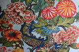 Aquamarine Chiang Mai Dragon: Schumacher Fabric by the yard - Annabel Bleu