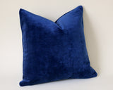 Sapphire Vintage Velvet Pillow Cover / Dark Blue 20x20 Pillow Cover or 9 Other sizes/ Navy Blue Pillow / Dark Blue Pillow / Solid Blue Cushion Cover - Annabel Bleu