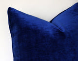 Sapphire Vintage Velvet Pillow Cover / Dark Blue 20x20 Pillow Cover or 9 Other sizes/ Navy Blue Pillow / Dark Blue Pillow / Solid Blue Cushion Cover - Annabel Bleu
