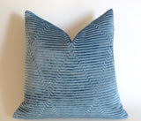 Blue Velvet pillow cover / Delft Blue pillow / Geometric Blue Cushion Cover Available in 10 Sizes - Annabel Bleu