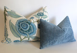 Blue Velvet pillow cover / Delft Blue pillow / Geometric Blue Cushion Cover Available in 10 Sizes - Annabel Bleu