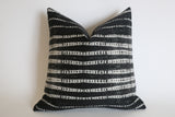 Black Mudcloth Pillow Cover / Southwestern pillow / 16x16 Tribal Pillow / 18x18 Boho Throw Pillow / 20x20 Pillow: Performance Fabric - Annabel Bleu