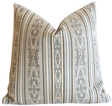 Genuine Sunbrella Pillow Cover / Grey Striped Outdoor Pillow / 18x18 Outdoor Grey Cushion / Grey Pillow cover 18x18 - Annabel Bleu
