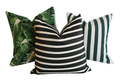 Sunbrella Collection: Outdoor Pillow Covers in Green and Black