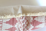 Rose Embroidered Schumacher Pillow Cover with Cream Fringe - Annabel Bleu