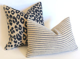 10 Sizes Available: Navy Beige Iconic Leopard Decorative Pillow Cover, Double Sided - Annabel Bleu