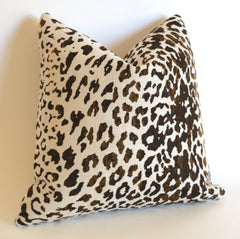 Chocolate or Light Beige Sunbrella Leopard Outdoor Pillow Cover / Cheetah Patio Pillow cover
