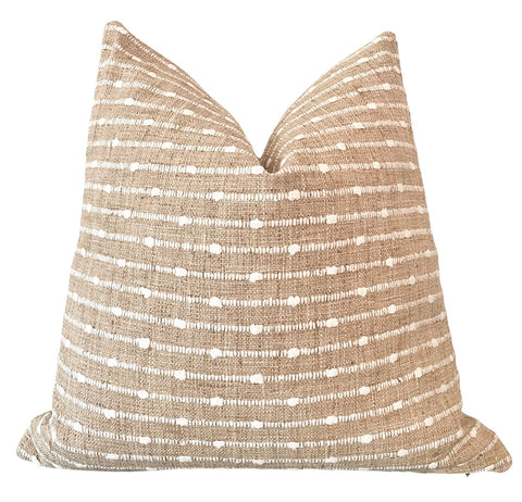 Golden Wheat: Textural Striped Decorative Pillow Cover - Annabel Bleu