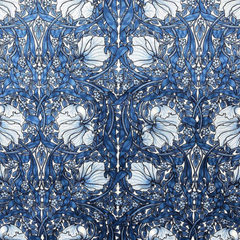 Blue Velvet William Morris Pimpernel Upholstery Fabric by the yard / Blue Velvet Home Fabric / High End Upholstery Velvet