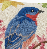 Preorder: Lovely Bluebird Wool Hooked Pillow - Annabel Bleu