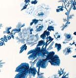 Schumacher Fabric by the yard: PYNE HOLLYHOCK, Indigo - Annabel Bleu