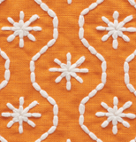 Gigi: Orange and White Embroidered Schumacher fabric by the yard - Annabel Bleu