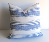 Chambray: Tassel Print Linen Pillow Cover - Annabel Bleu
