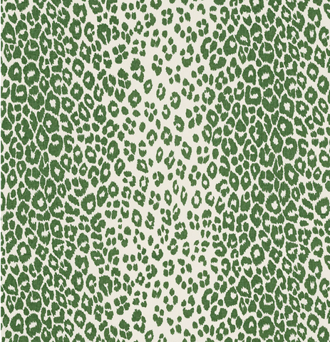 Schumacher Fabric by the yard: Iconic Leopard, Green - Annabel Bleu